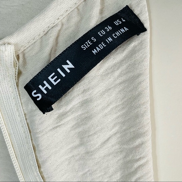 SHEIN long wrap rippled dress LIGHT NATURAL STONE sleeveless casual wear S - Picture 6 of 11